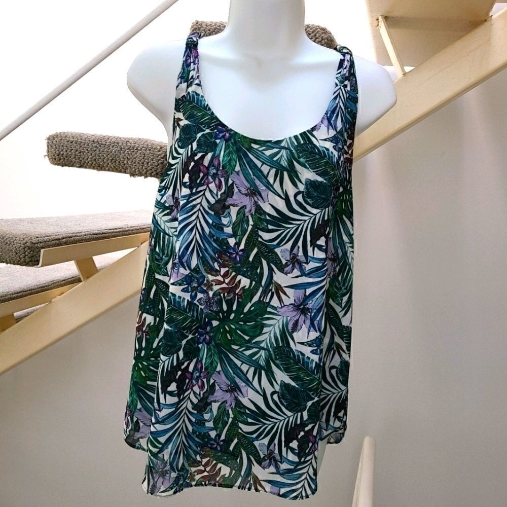 Twik Tropical Print Sleeveless Blouse Sz M